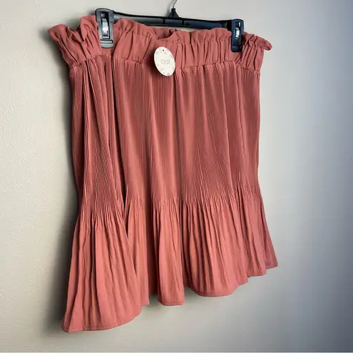 Pleated Solid Woven Pull On Mini Skirt Women's Plus Size Ash Rose 3X New Oddi Pink