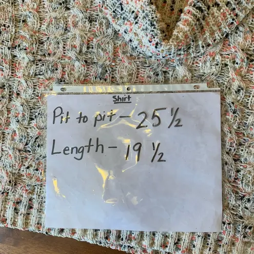 moon & madison Chunky Knit Cowl Neck Sweater Large Multi color Confetti Knit White - Image 4