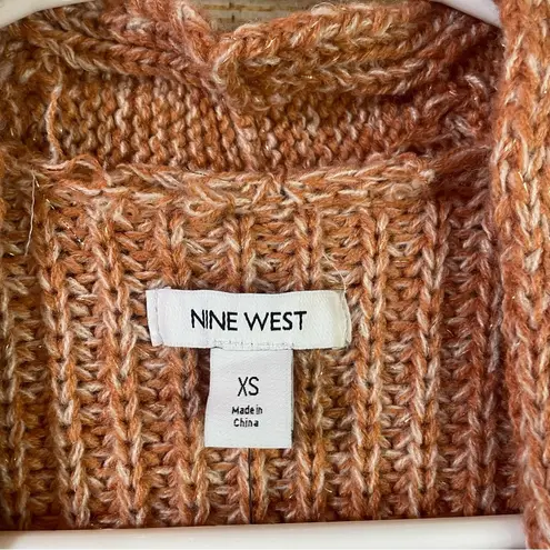 Nine West chunky knit cozy stretch open cardigan orange/glitter women size XS