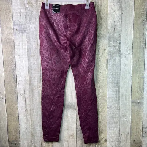 INC International Con. Skinny Leg Regular Mid Rise Animal Print Burgundy Pants Size 2