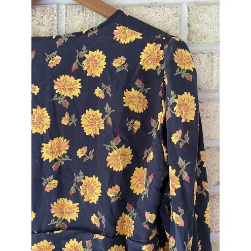 Veronica Beard Marion Long-sleeve Floral Mini Dress In Black Multi $495 10 flaw