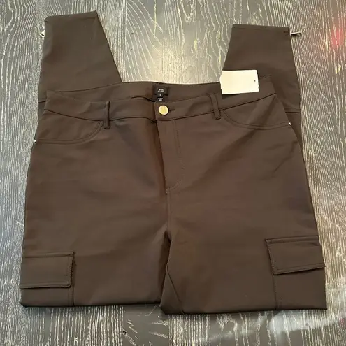 River Island Cargo Pants Brown Nylon Unisex Size 14 Elastic Waist