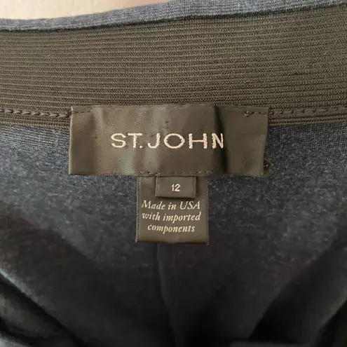 St. John Navy Blue Heathered Pintuck Stretchy Straight Leg Pants Women's size 12