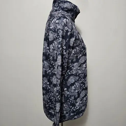 Canyon Creek Navy Floral Fleece Pullover Mock Neck Snap Button M Blue Size M - Image 4