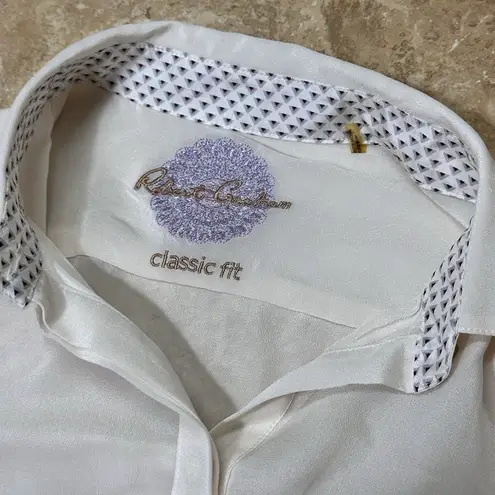 Robert Graham NWT 100% Silk Ivory Long Sleeve Button Down Shirt Blouse XS Lexi