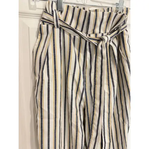 Forever 21  Striped Paper Bag Waist Pants High Rise Casual Trousers‎ S