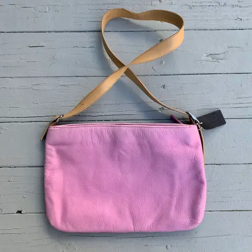 Apostrophe Bubble Gum Pink/Beige Leather  Shoulder Bag Purse