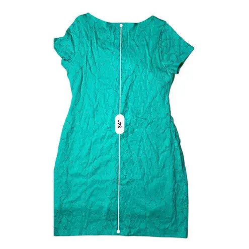 Isaac Mizrahi Green Knit Eyelet Shift Dress XL NWT Designer Summery Casual