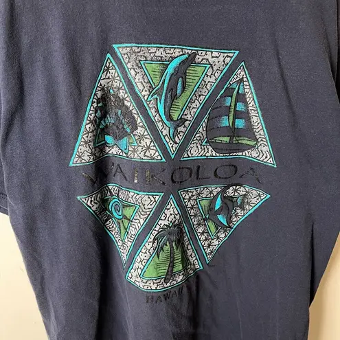 Tultex Waikoloa Hawaii Graphic T Shirt XL Navy Blue 90s Vintage Unisex Fit