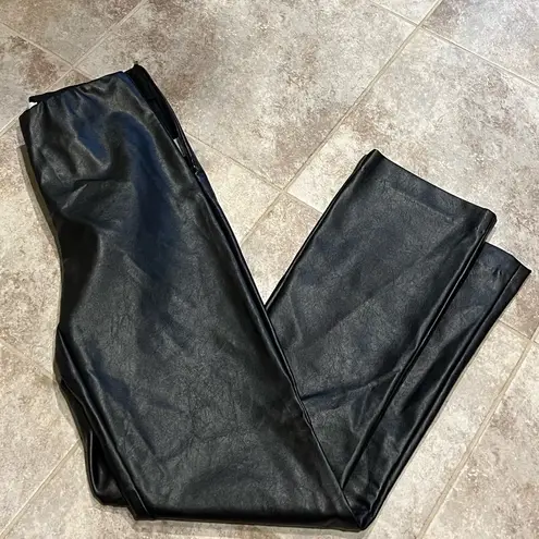 Tuckernuck Black Faux Leather Ashford Bootcut Ankle Demi Pants Mid Rise XXS