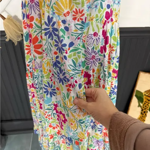 Uncle Frank Multicolor Floral V Neck Tiered Mini Sundress ~ Size Large ๐งก๐ - Image 4