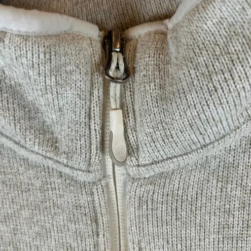 LL Bean Women's Oatmeal Fleece Full Zip Up Jacket Size XL Regular White