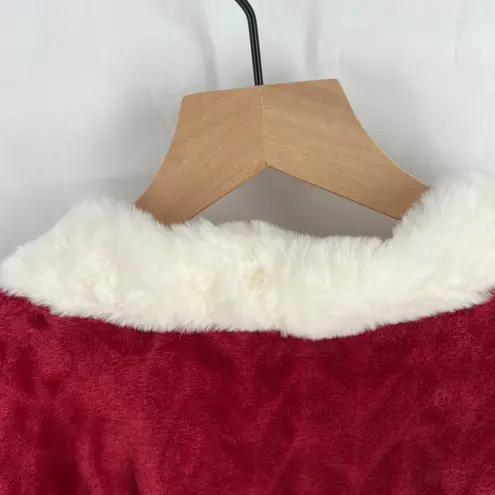 Charter Club Garnet Cozy Plush Wrap Robe Throw Red White Faux Fur Trim 50"x70"