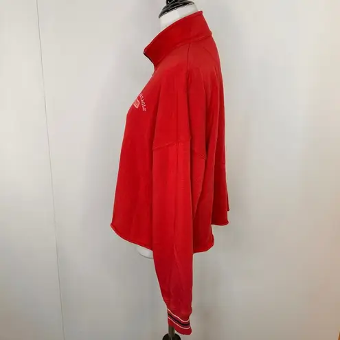 American Eagle  AE 1977 Red 1/3 Zip Pullover Striped Trim Sweater Size Small