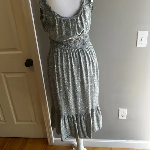 Patrons of Peace Light Blue Paisley Midi Dress Smocked Bodice Sleeveless Casual Summer Dress