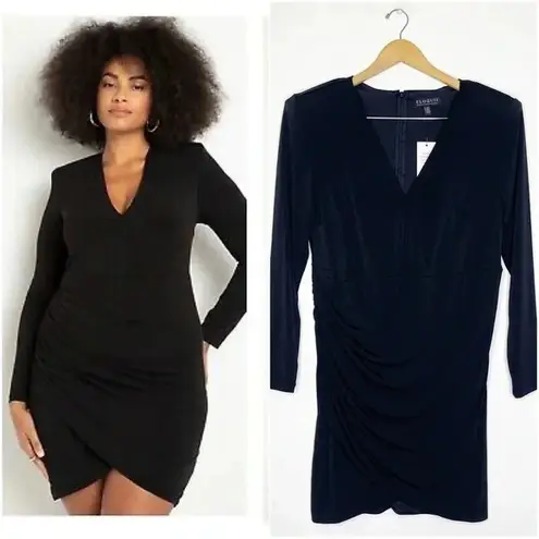 Eloquii Black Shoulder Pad Long Sleeve Dress Size 16 NWT