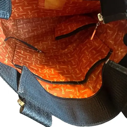 Michelle & Yvette MY Oilcloth Large Tote Bag Purse Damask Print Deep Carry All Blue