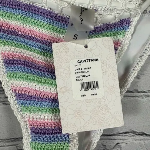 Capittana Women’s Trinidad Swim Bikini Bottoms Crocheted Rainbow Handmade S NWT