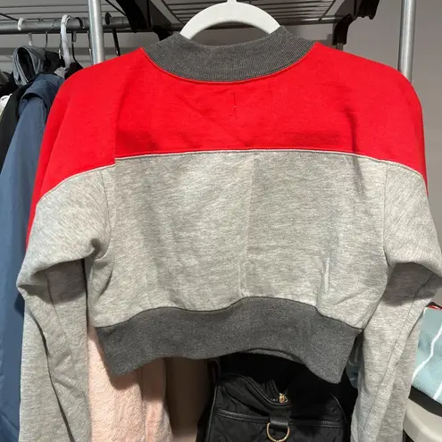 Urban Outfitters  Gray And Red Cropped Sweater