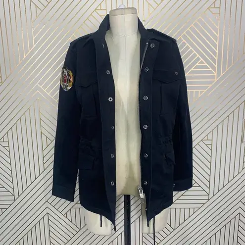 Zadig & Voltaire Kayak Mili Skull Military Jacket in Black Gold Size US XS