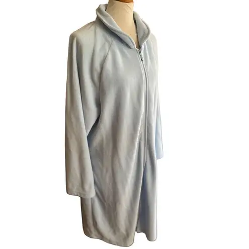 Soft Baby Blue Long Zippered Robe Size XL Blue