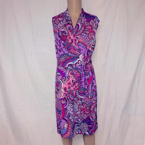 Karin Stevens Paisley Print Dress With Belt Size 10