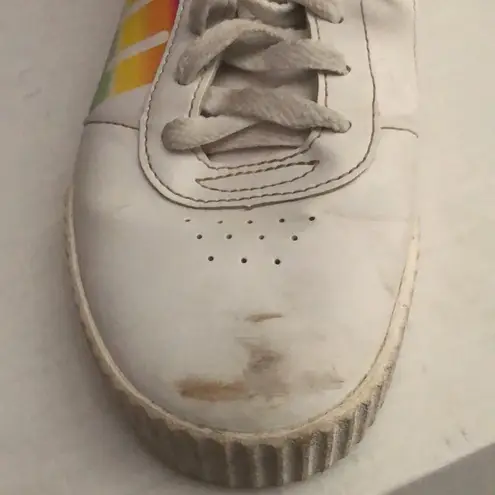 Puma  Carina Soft Foam Rainbow Letters Pride Sneakers Kids sz 6.5 White Low Top‎