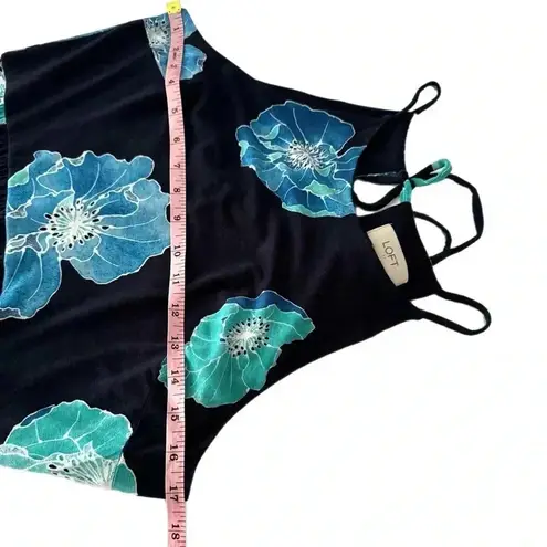 Loft Ann Taylor  Navy Floral Midi Halter Dress Size Small Sleeveless Sundress