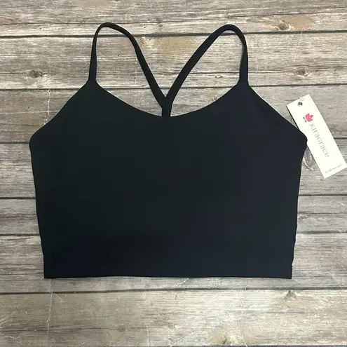 Kira Grace Black Warrior Y Back Crop Top Sports Bra Scoop Neck Shelf Bra Medium