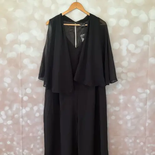 City Chic Black Caped Jumpsuit