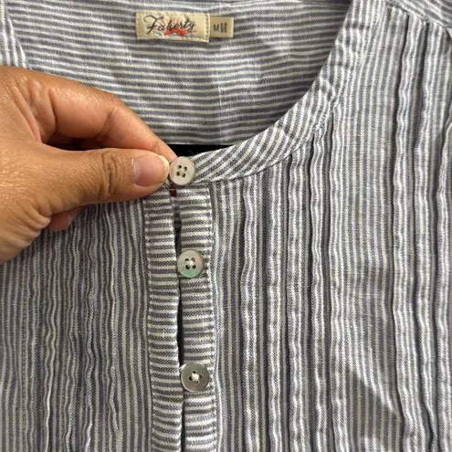 Faherty Medium Striped Isha Linen Mini Dress Relaxed Lagenlook Beach Resortwear