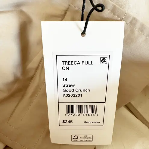 Theory ‎ Pants Womens Treeca Pull-On Pant in Good Linen Neutral Straw Size 14 NEW
