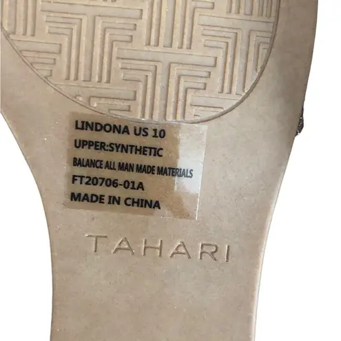 Tahari Lindona Rhinestone Studded Bling Slide Sandal 10 Faux Leather Stunning