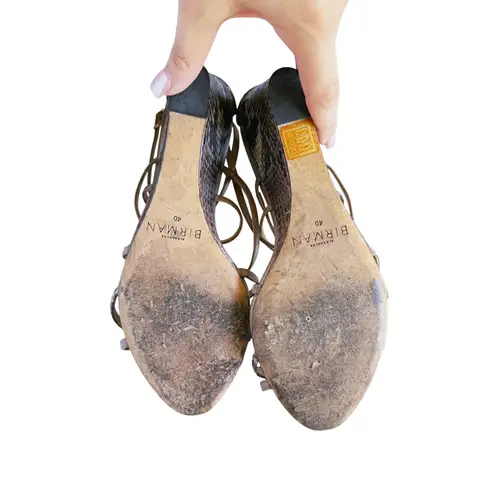 Alexandre Birman Python Snakeskin Strappy Wedge Heel 10 Brown Luxury Mobwife - Image 7