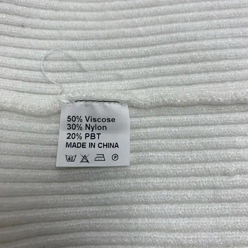 Women’s Ribbed Knit Sweater Dress Bodycon Maxi Square Neckline White Slit NWOT Size M