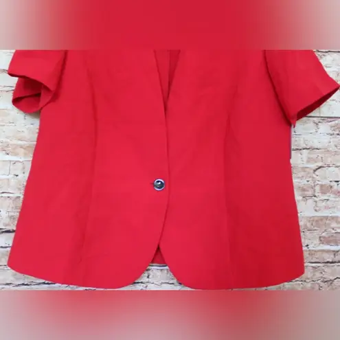 Denim & Co. Vibrant Red Short Sleeve Blazer Single Button Size XL