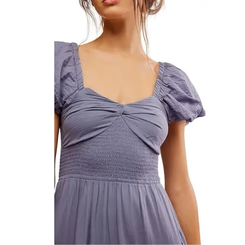 Free People  Dainty Ethereal Sundrenched Short Sleeve Maxi Size Large Periwinkle