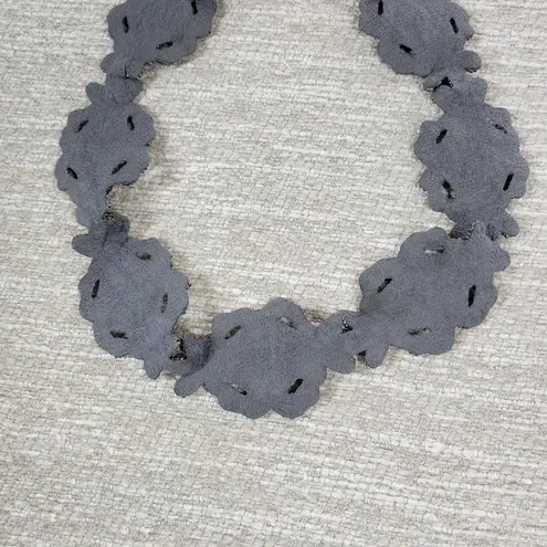 VTG Beaded Belt Womens Gunmetal Gray Stretch Elastic Wide Waist Snap Closure