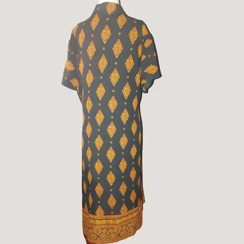 Vintage Long Duster Sheer 2X A Wild Thyme Button Down Jacket Geometric Patterns Orange Size undefined