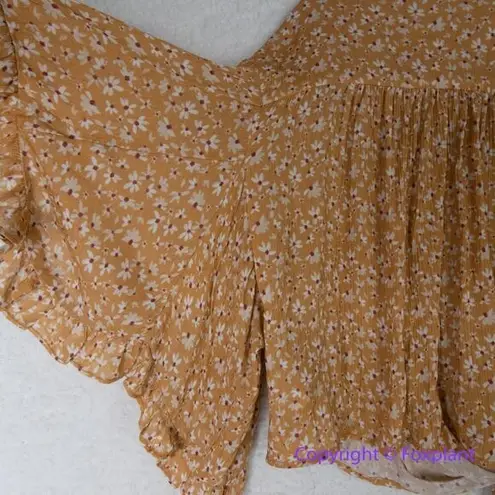 Free People New!  Calisto Bed Jacket Floral Tie Front Top,‎ size XS