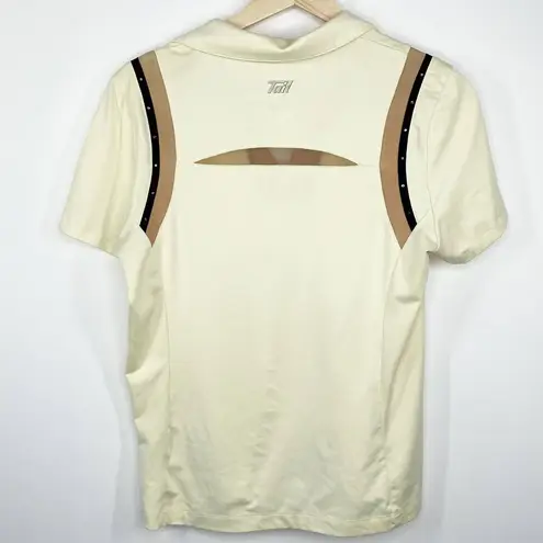 Tail Tech Womens Polo Size S Yellow Brown Black Jeweled Golf Tennis Pickleball