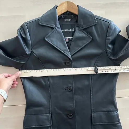 Vintage Leather Jacket Womens Small Button Front Goth Punk Minimalist Tanners NY Black