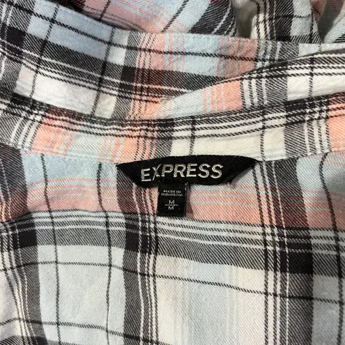 EXPRESS Pink/Blue Plaid Loose Button Up