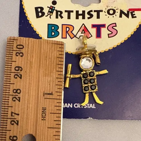 Birthstone Brats Grad Brat Jet Charm Genuine Austrian Crystal Pendant Graduation Gold