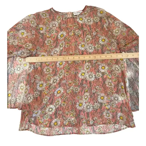 AINEA Sheer Cape Floral Top Women's Size 40 (M) Sustainable Italian Designer 70s Pink Size M
