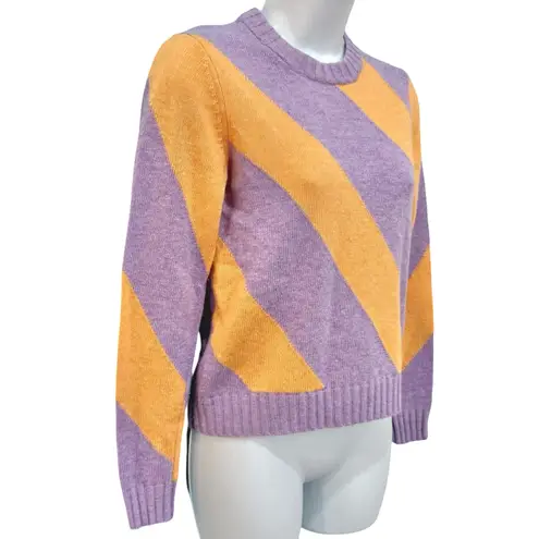 Esprit Purple Orange Diagonal Stripe Cashmere Blend Crew Neck Sweater size XXS - Image 3