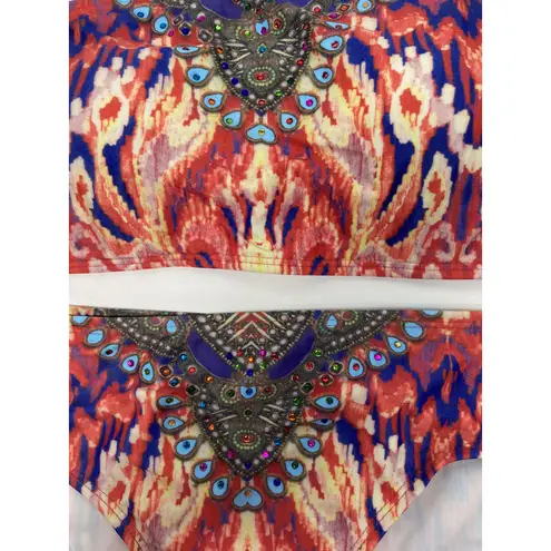 True Colours by La Moda Womens 2PC Embellished Bikini Swimsuit L Red Size L