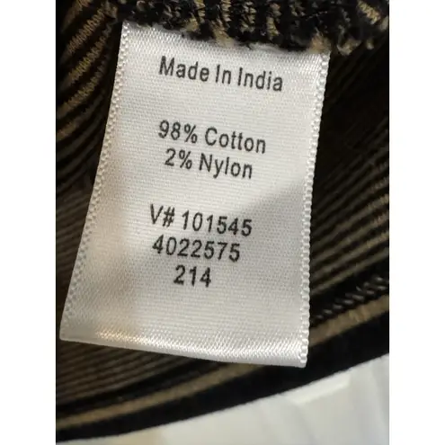 Coldwater Creek Black/Tan Striped 3/4 Sleeve Top, Large 14, Boatneck