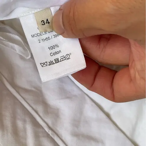 CELINE NWOT Phoebe Philo White Cotton Straight Leg Pants, Sz 34