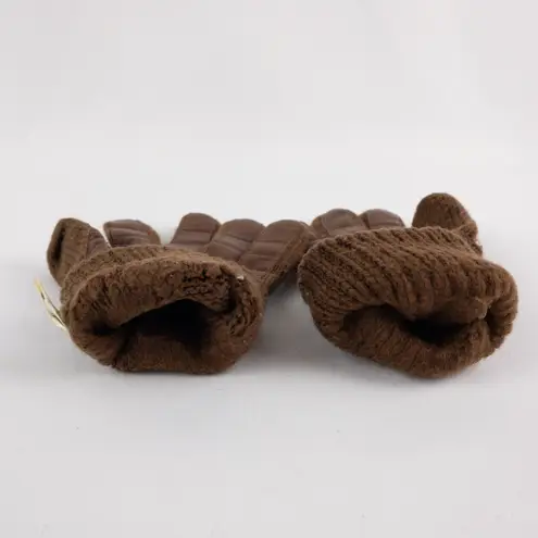 Aris Vintage Brown Knit Fabric Vinyl Patch Gloves Womens One Size